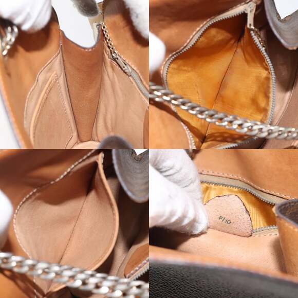 CELINE Macadam Canvas Shoulder Bag Pvc Leather Brown Gold - Picture 12 of 12